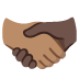 🫱🏽‍🫲🏿 handshake: medium skin tone, dark skin tone display on Google